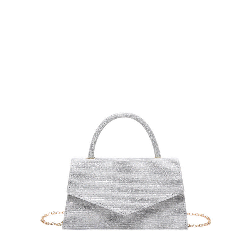 Elegant Small Ladies Bag with Glitter Pattern & Metal Strap