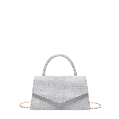 Elegant Small Ladies Bag with Glitter Pattern & Metal Strap