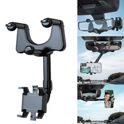 Wide Angle Car Phone Mount Rear View Mirror Holder - Fesara