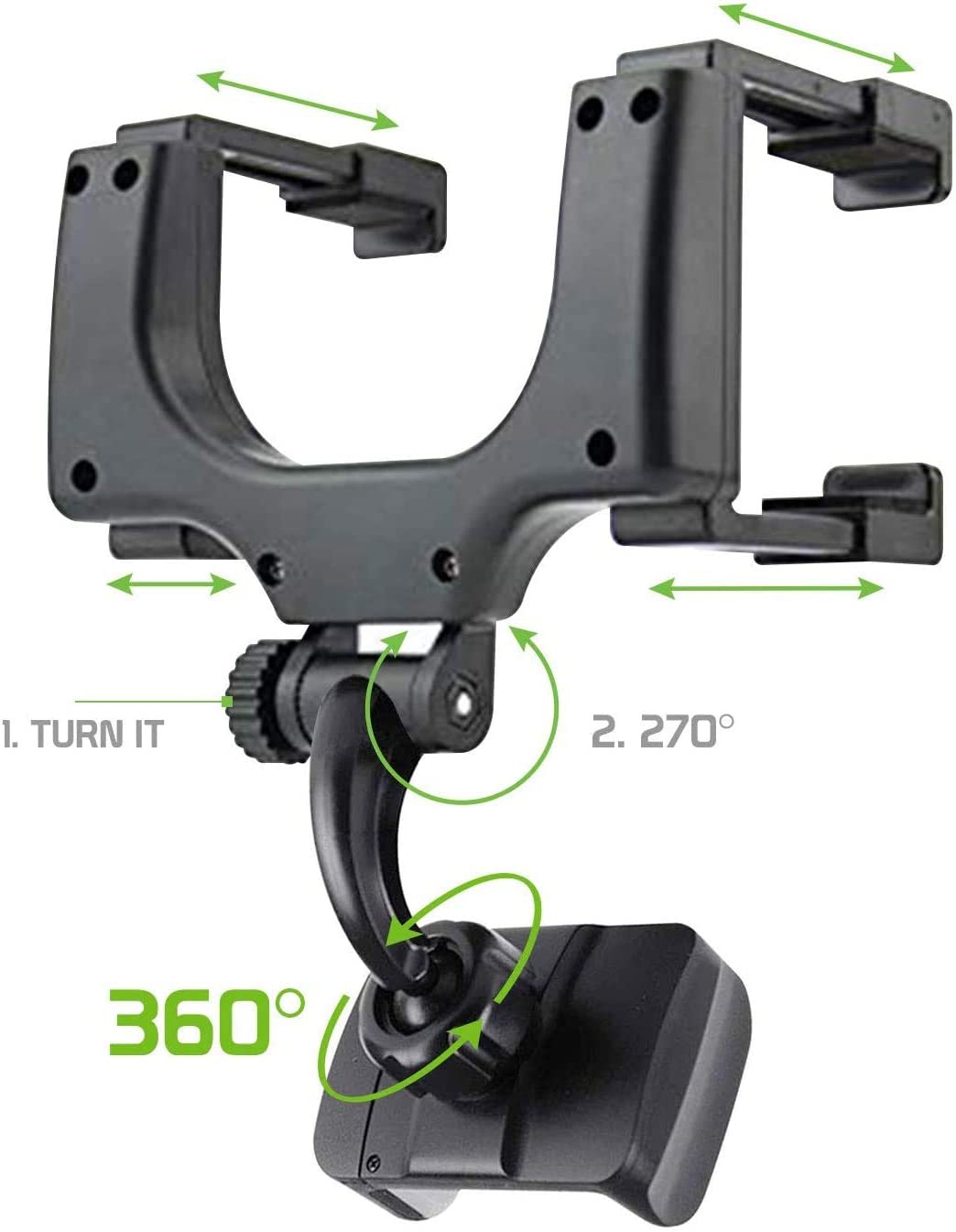 Wide Angle Car Phone Mount Rear View Mirror Holder
