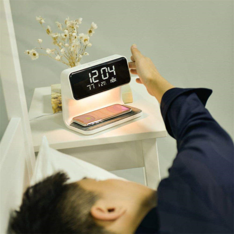 Smart Bedside Table Lamp with USB Charger and Clock