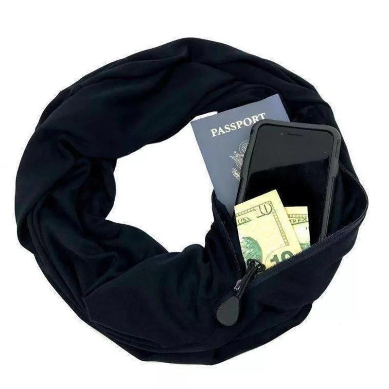 Warm Safe Scarf with Hidden Pocket - Fesara
