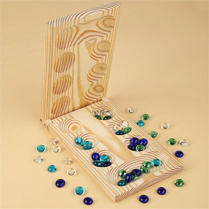 Portable Wooden Mancala Game Set with Colorful Beads