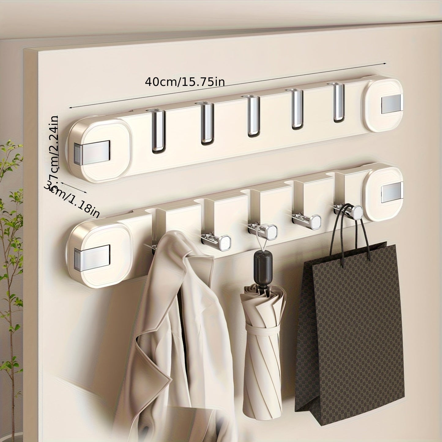 Easy Install Wall Mount 5 Hook Storage Rack - Fesara