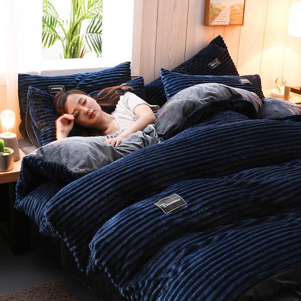 Plush Corduroy Velvet Comforter Bed Set