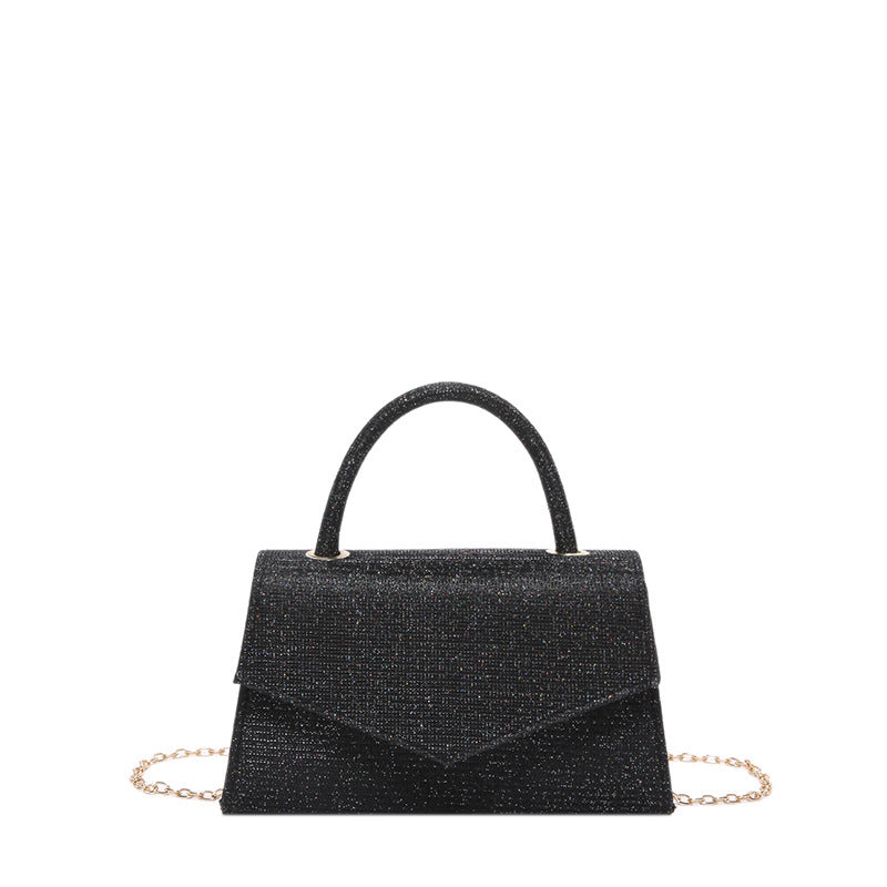 Elegant Small Ladies Bag with Glitter Pattern & Metal Strap
