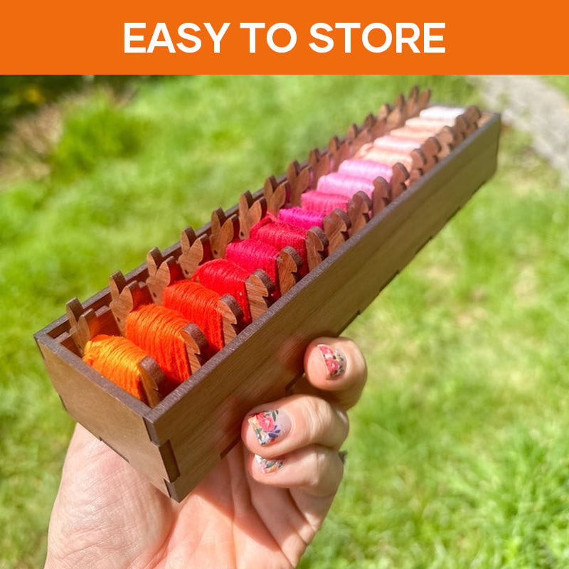 Colorful Wooden Bunny Thread Holder 16pc Set