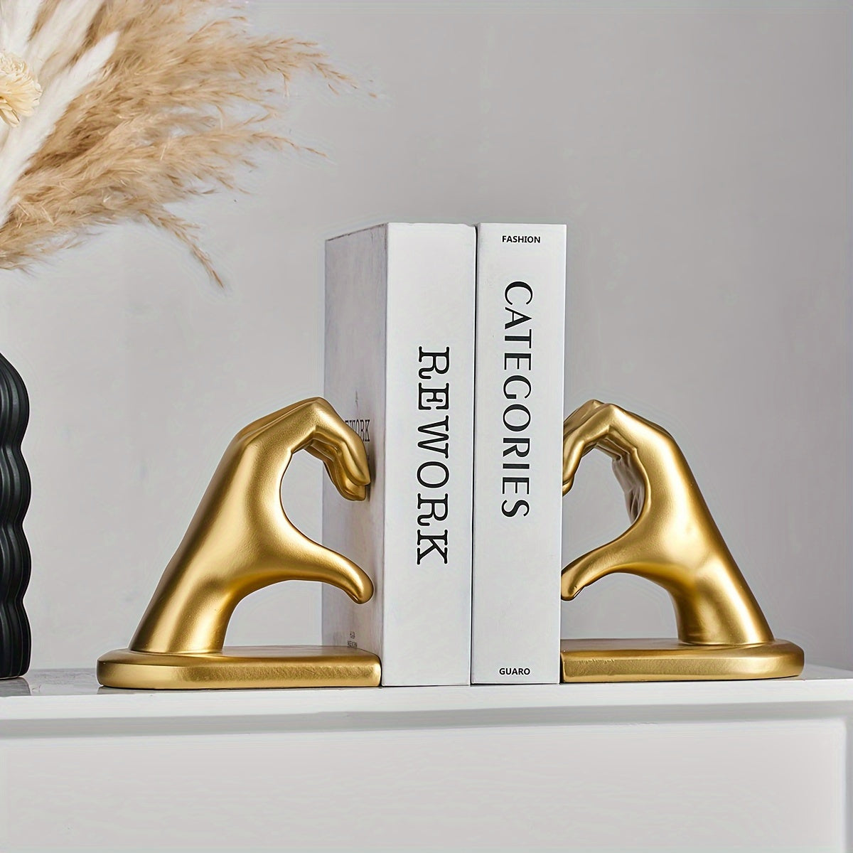 Elegant Heart Shaped Book Ends in Rose Gold