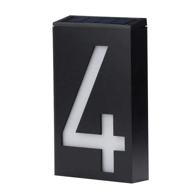 Solar Powered Illuminated House Number Sign
