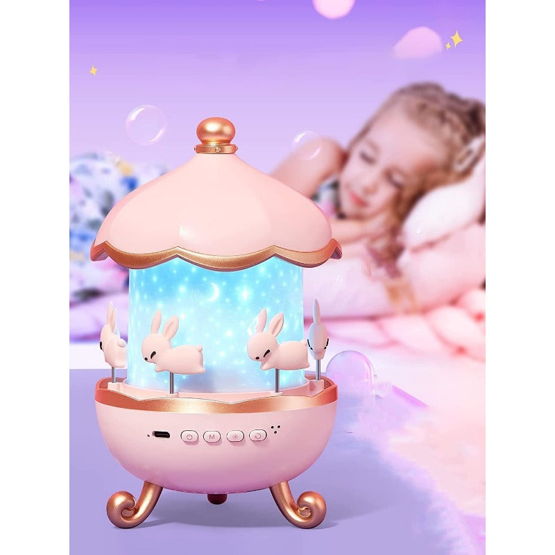 Colorful Kids 360° Spin Rabbit Night Light Projector