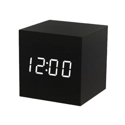 Smart LED Wooden Digital Alarm Clock with Sound Control
