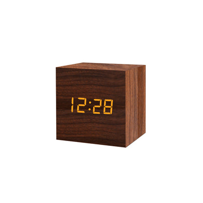Smart LED Wooden Digital Alarm Clock with Sound Control