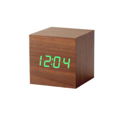 Smart LED Wooden Digital Alarm Clock with Sound Control