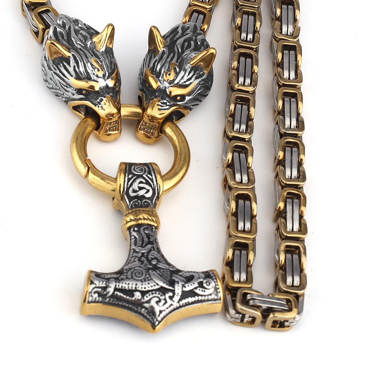 Strong Silver Viking Warrior Pendant Necklace