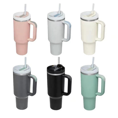 Large Insulated Cup with Lid and Straw