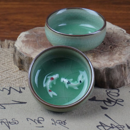 Delicate Chinese Celadon Tea Cup Set