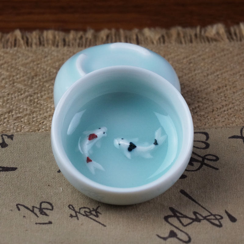 Delicate Chinese Celadon Tea Cup Set