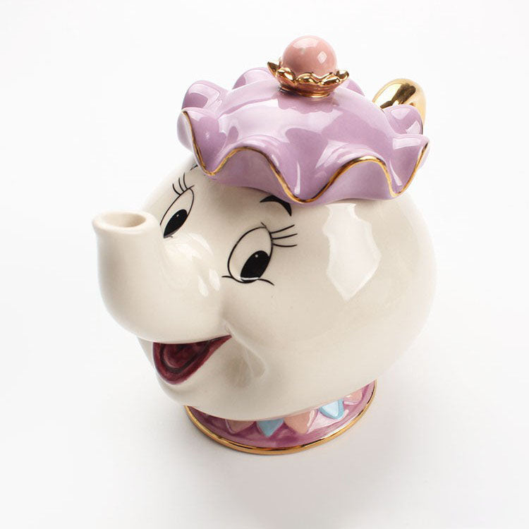 Enchanted Disney Teapot Set Gold Accented Ceramic Tea Pot