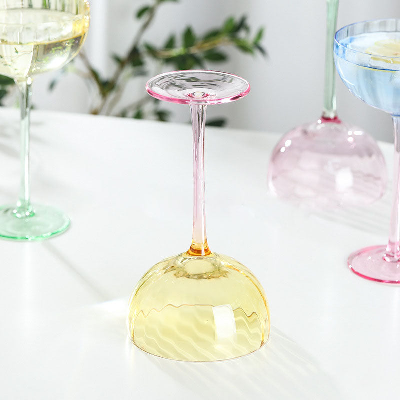 Spiral Design Ice Cream Cup, Orange Pumpkin Martini Glass, Multicolor Striped Wine Glass - Fesara