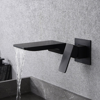 Luxury Copper Waterfall Faucet Black Sink - Fesara