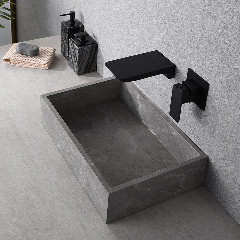Luxury Copper Waterfall Faucet Black Sink