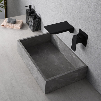Luxury Copper Waterfall Faucet Black Sink