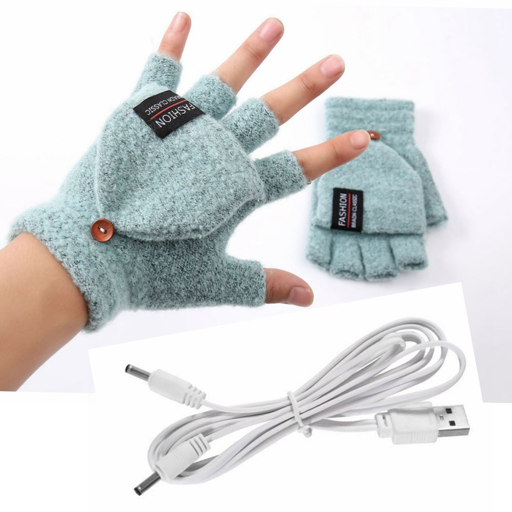 Warm Touch Heated Half Finger Gloves Gray - Fesara