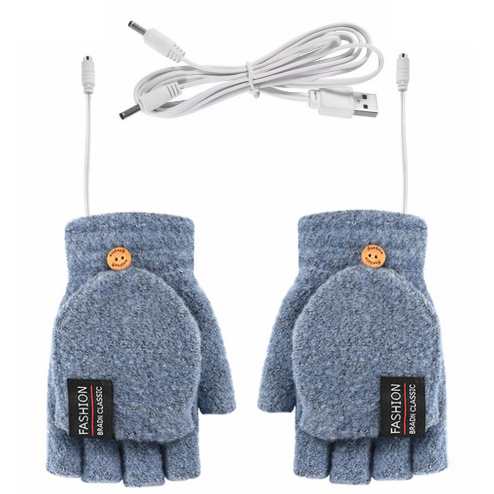 Warm Touch Heated Half Finger Gloves Gray