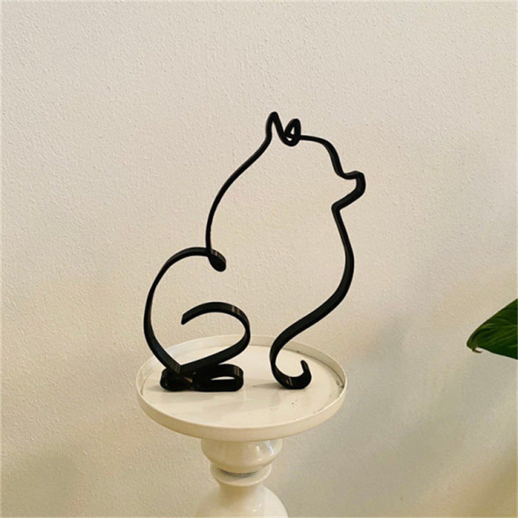 Rustic Iron Puppy Figurine Decor for Home