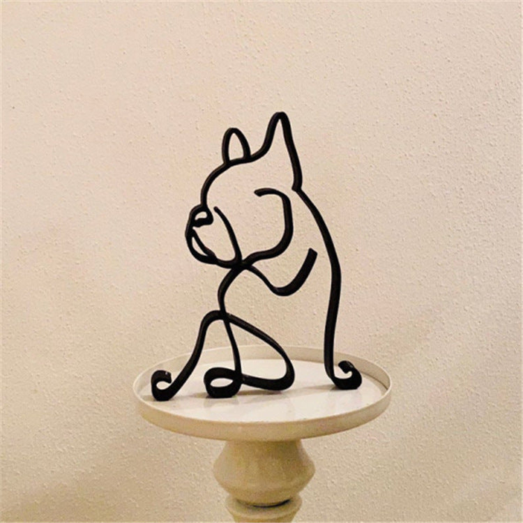 Rustic Iron Puppy Figurine Decor for Home