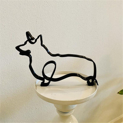 Rustic Iron Puppy Figurine Decor for Home