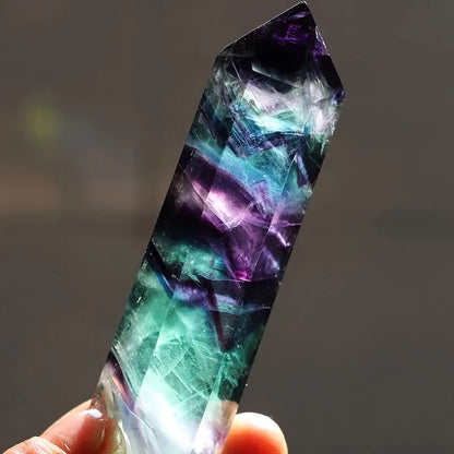 Colorful Crystal Blue Purple Hexagon Decor Pillar - Fesara