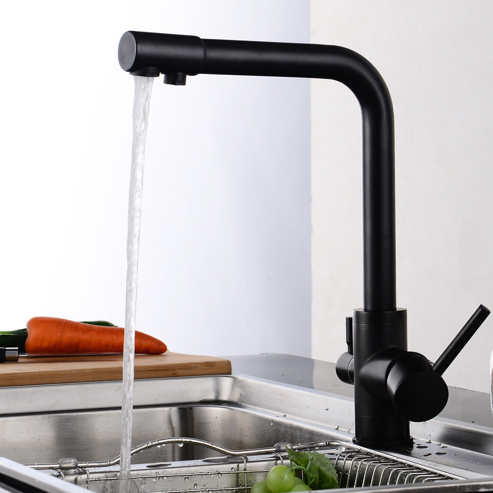 Stainless Steel 3-In-1 Kitchen Sink Faucet Hot Cold Water Mixer - Fesara