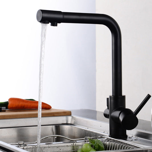 Stainless Steel 3-In-1 Kitchen Sink Faucet Hot Cold Water Mixer - Fesara