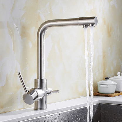 Stainless Steel 3-In-1 Kitchen Sink Faucet Hot Cold Water Mixer