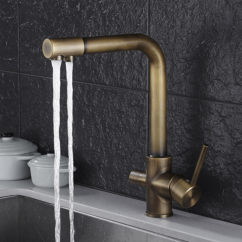 Stainless Steel 3-In-1 Kitchen Sink Faucet Hot Cold Water Mixer