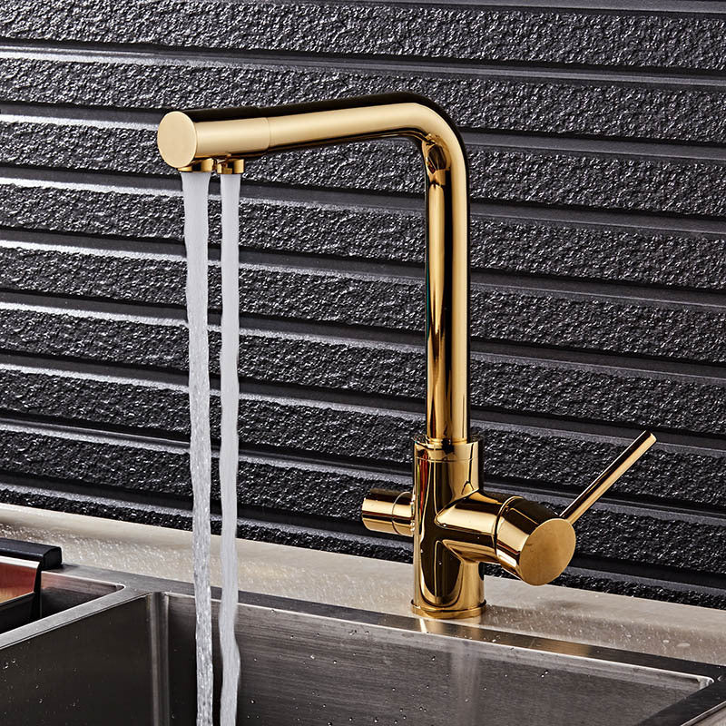 Stainless Steel 3-In-1 Kitchen Sink Faucet Hot Cold Water Mixer