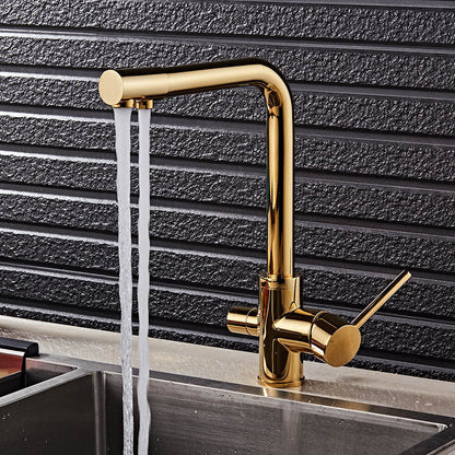 Stainless Steel 3-In-1 Kitchen Sink Faucet Hot Cold Water Mixer