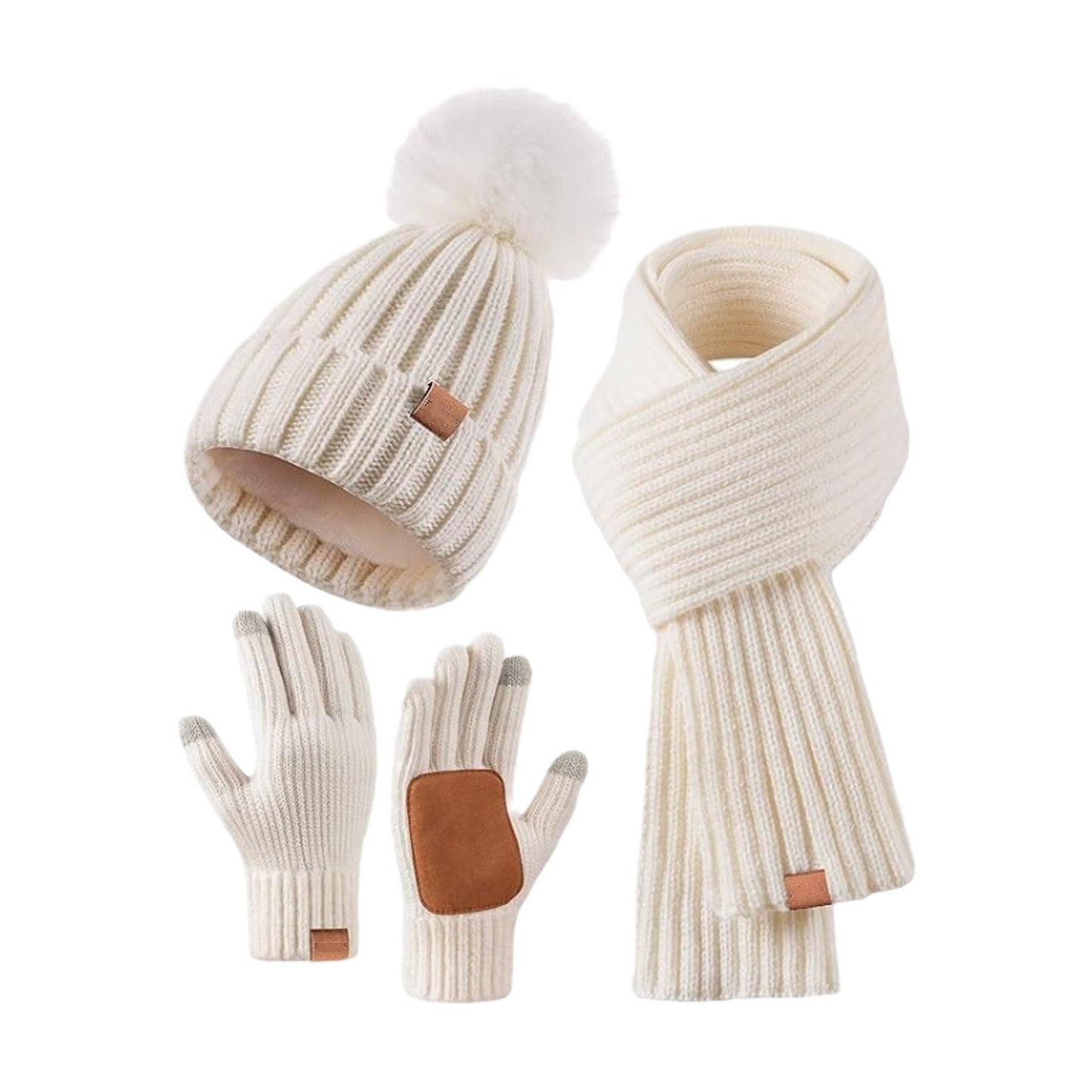 Warm Winter Knit Hat Scarf Gloves Set for Men Women