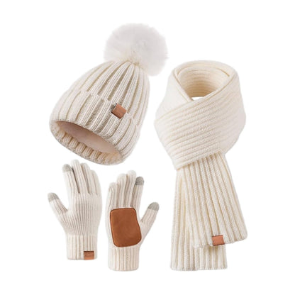 Warm Winter Knit Hat Scarf Gloves Set for Men Women