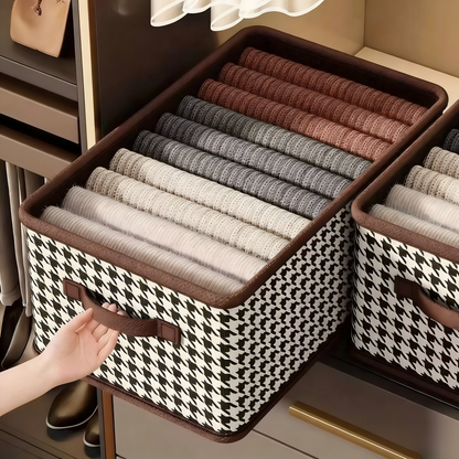 Stylish Houndstooth Wooden Storage Box - Fesara