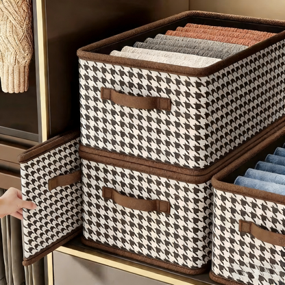 Stylish Houndstooth Wooden Storage Box