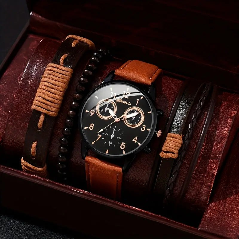 Stylish Leather Watch Set