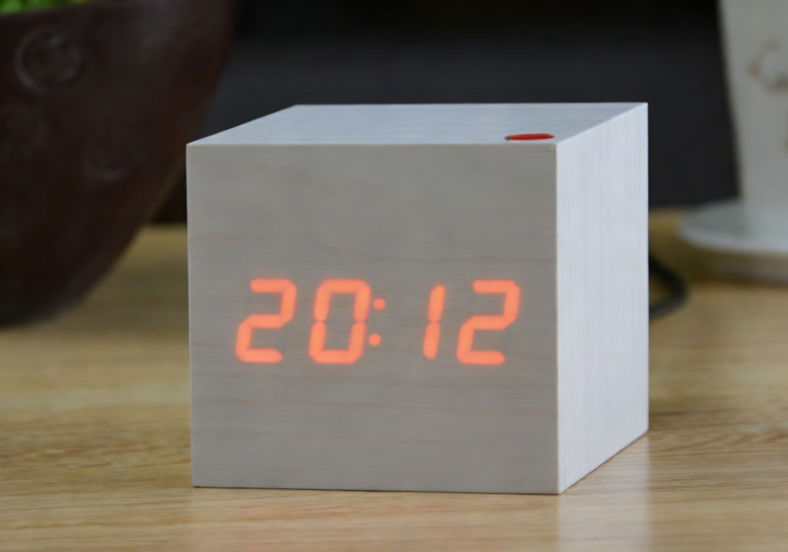 Compact Square LED Clock Thermometer
