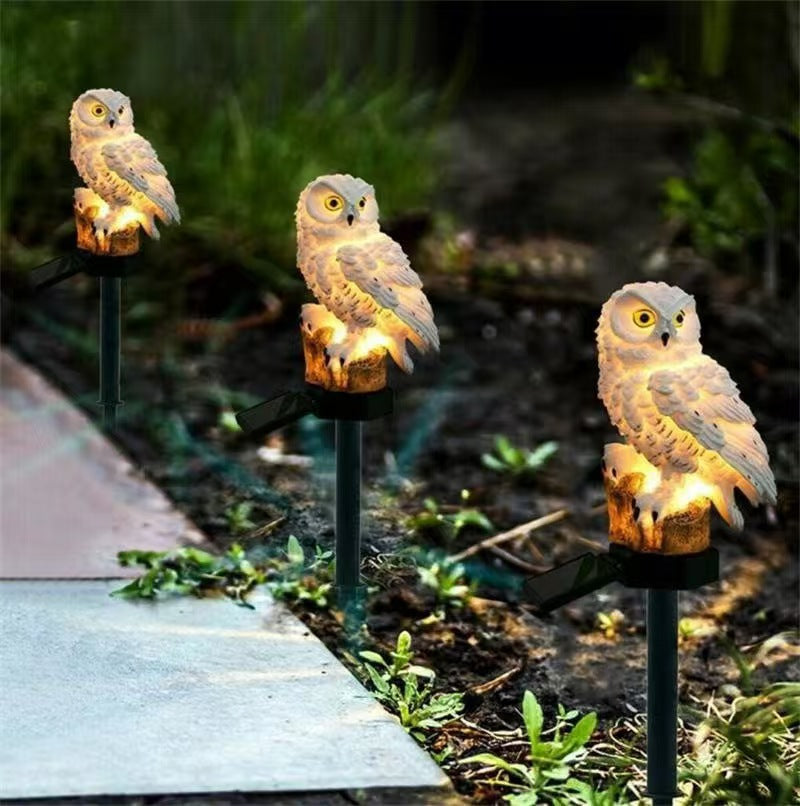 Solar Powered Owl Garden Lamp Outdoor Waterproof Light