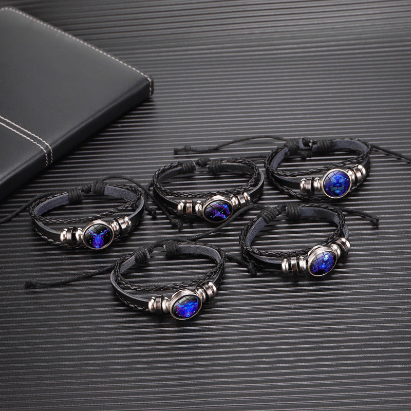 Simple Zodiac Woven Couple Bracelet 2 Pack - Fesara