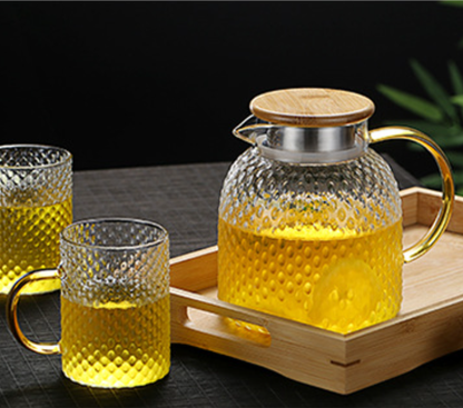 Insulated Glass Infuser Water Pitcher with White Design - Fesara