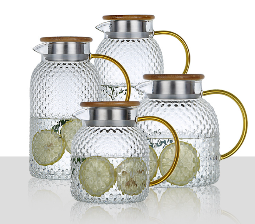 Insulated Glass Infuser Water Pitcher with White Design