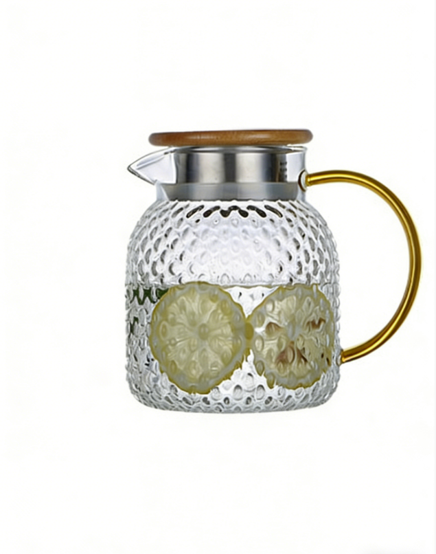 Insulated Glass Infuser Water Pitcher with White Design