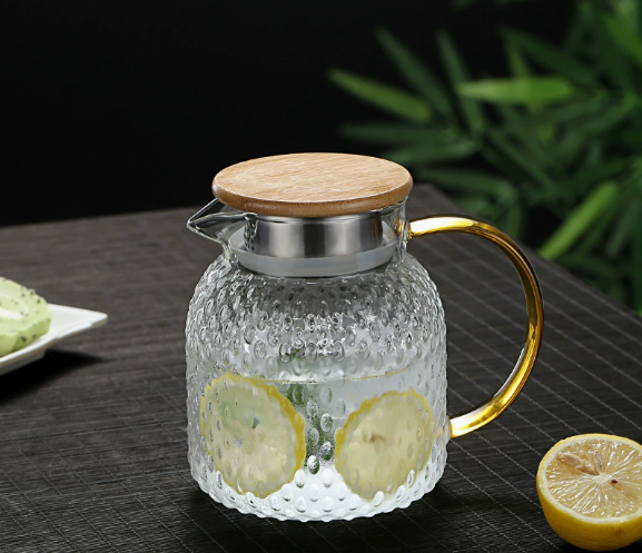 Insulated Glass Infuser Water Pitcher with White Design